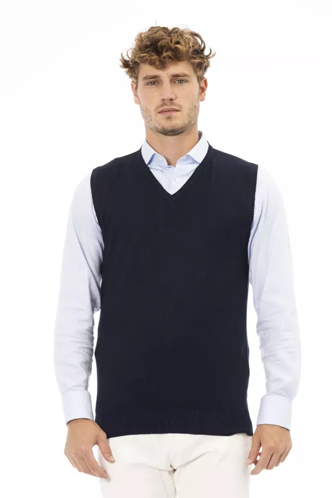 Blue Viscose Men Jacket - ventzia