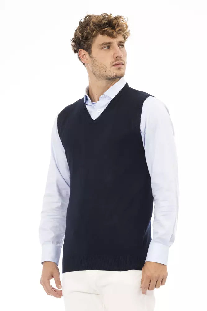 Blue Viscose Men Jacket - ventzia