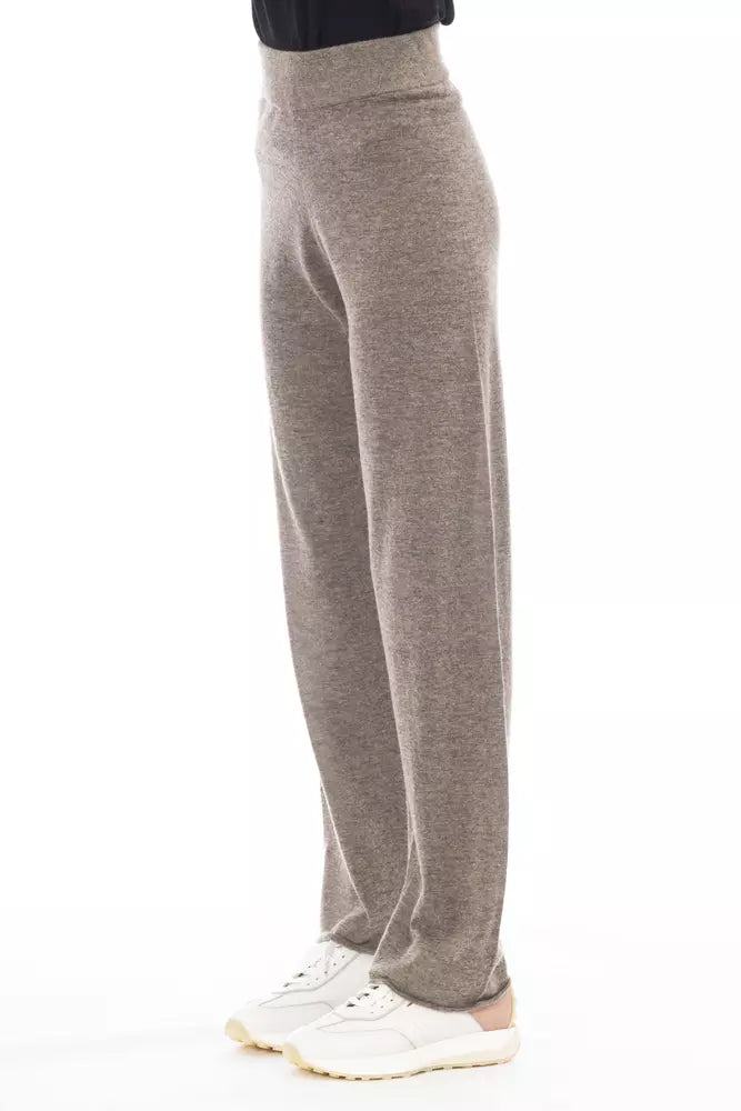 Brown Wool Women Pant - ventzia