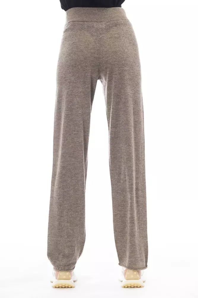 Brown Wool Women Pant - ventzia