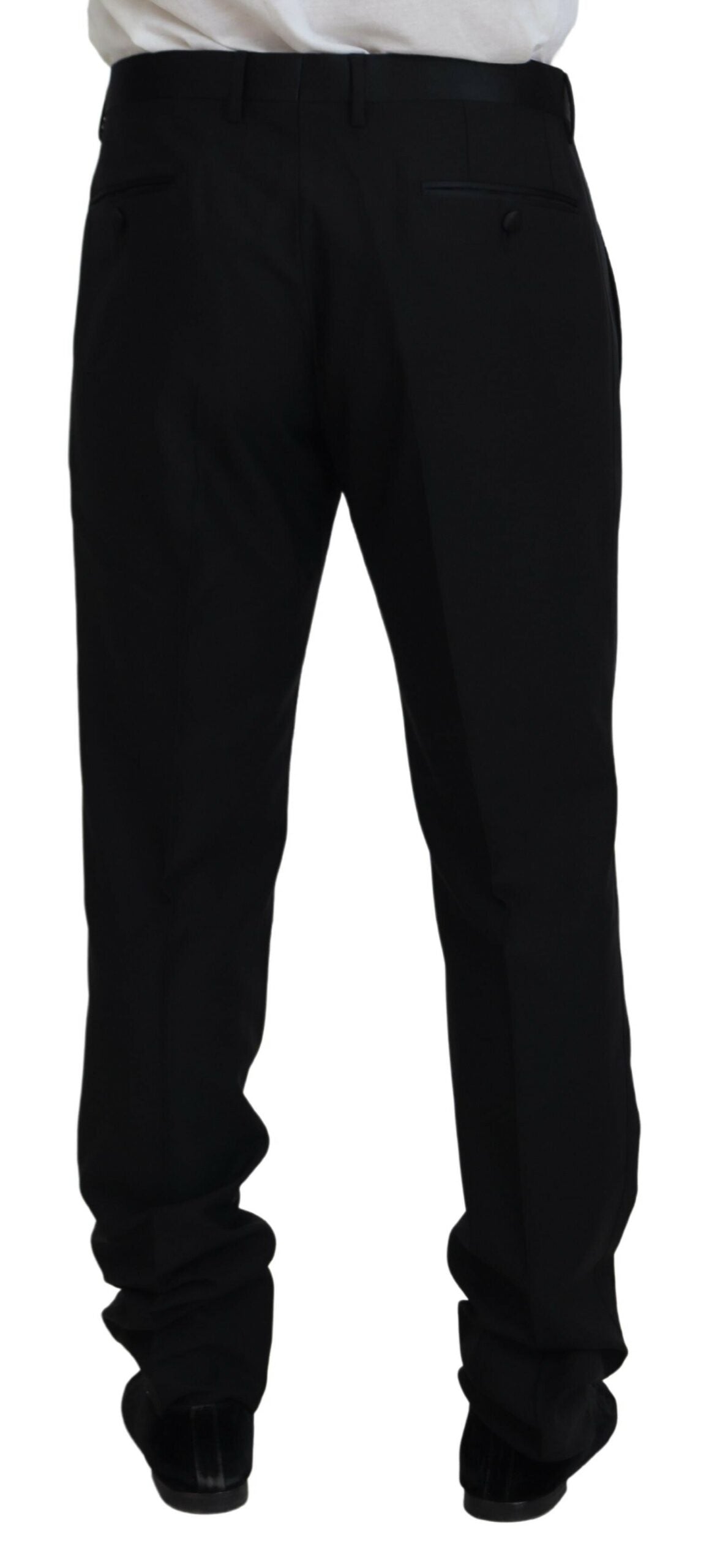 Black Dress Wool Silk Trouser Pants - ventzia