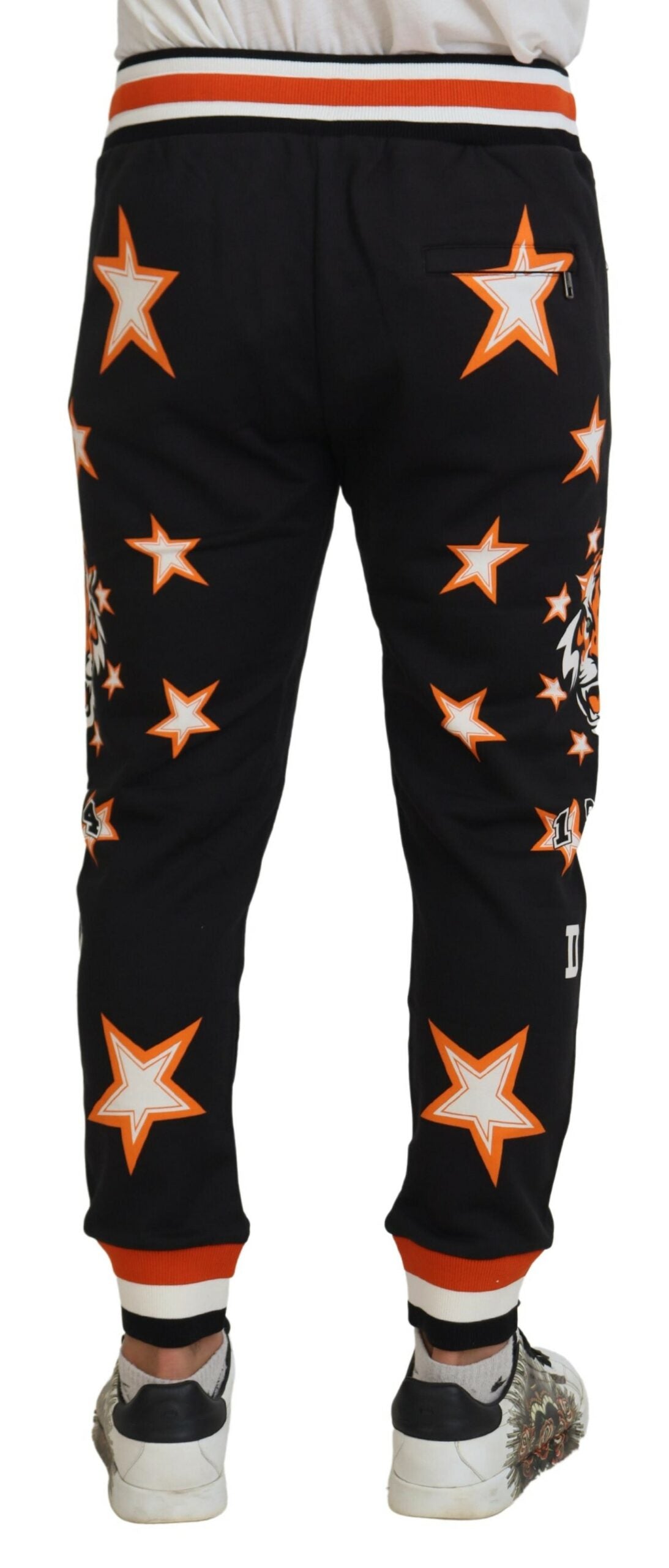 Black Orange Star Trousers Sport Pants - ventzia