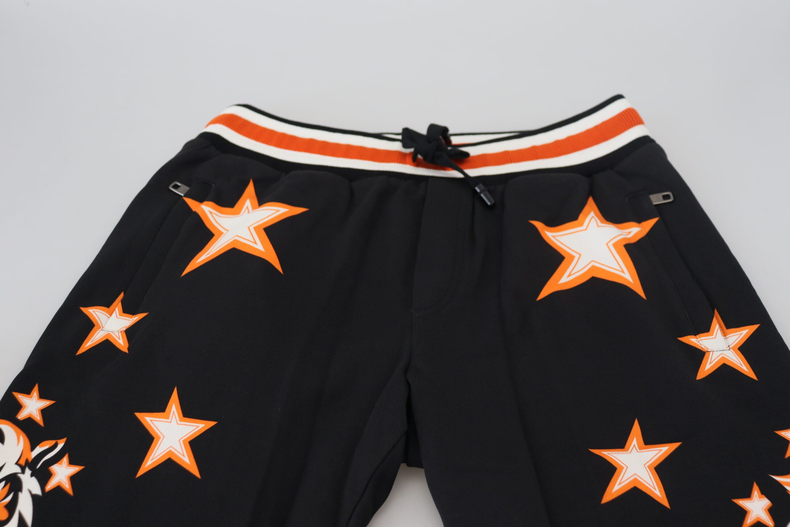 Black Orange Star Trousers Sport Pants - ventzia