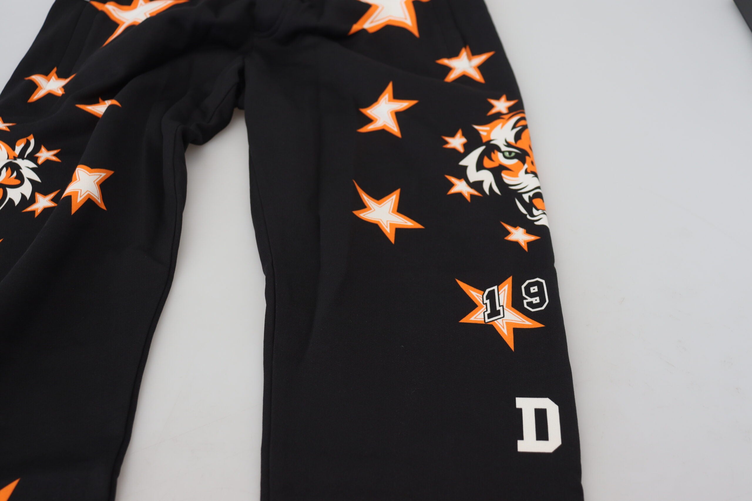 Black Orange Star Trousers Sport Pants - ventzia