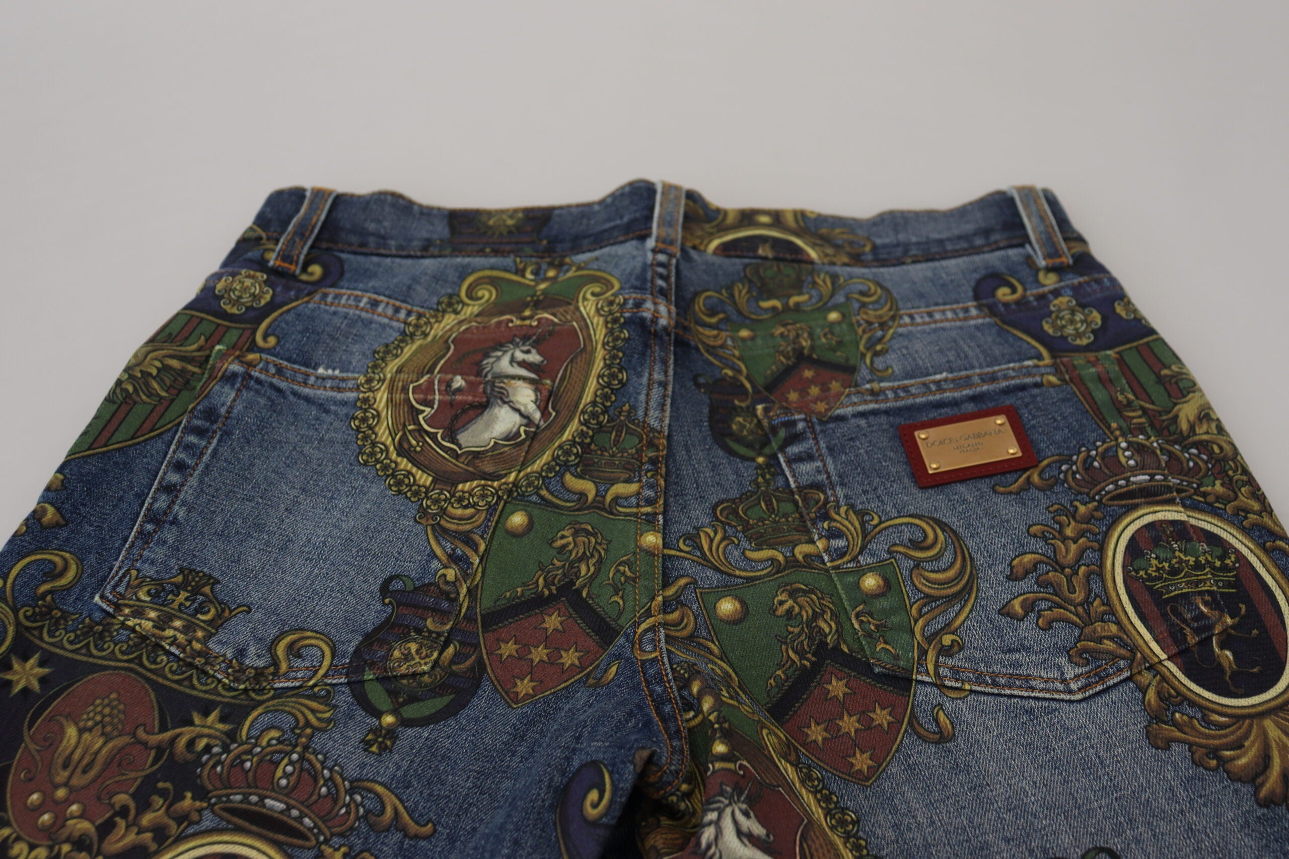 Blue Medal Print Slim Fit Cotton Jeans - ventzia