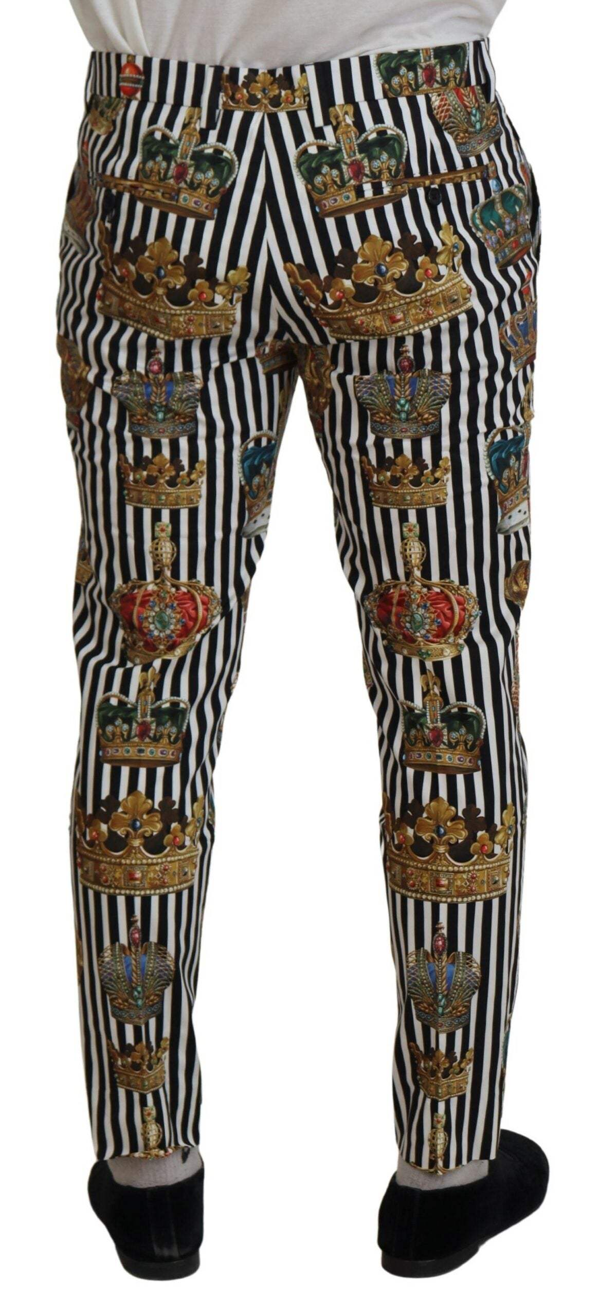 White Cotton Stretch Crown Trouser Pants - ventzia