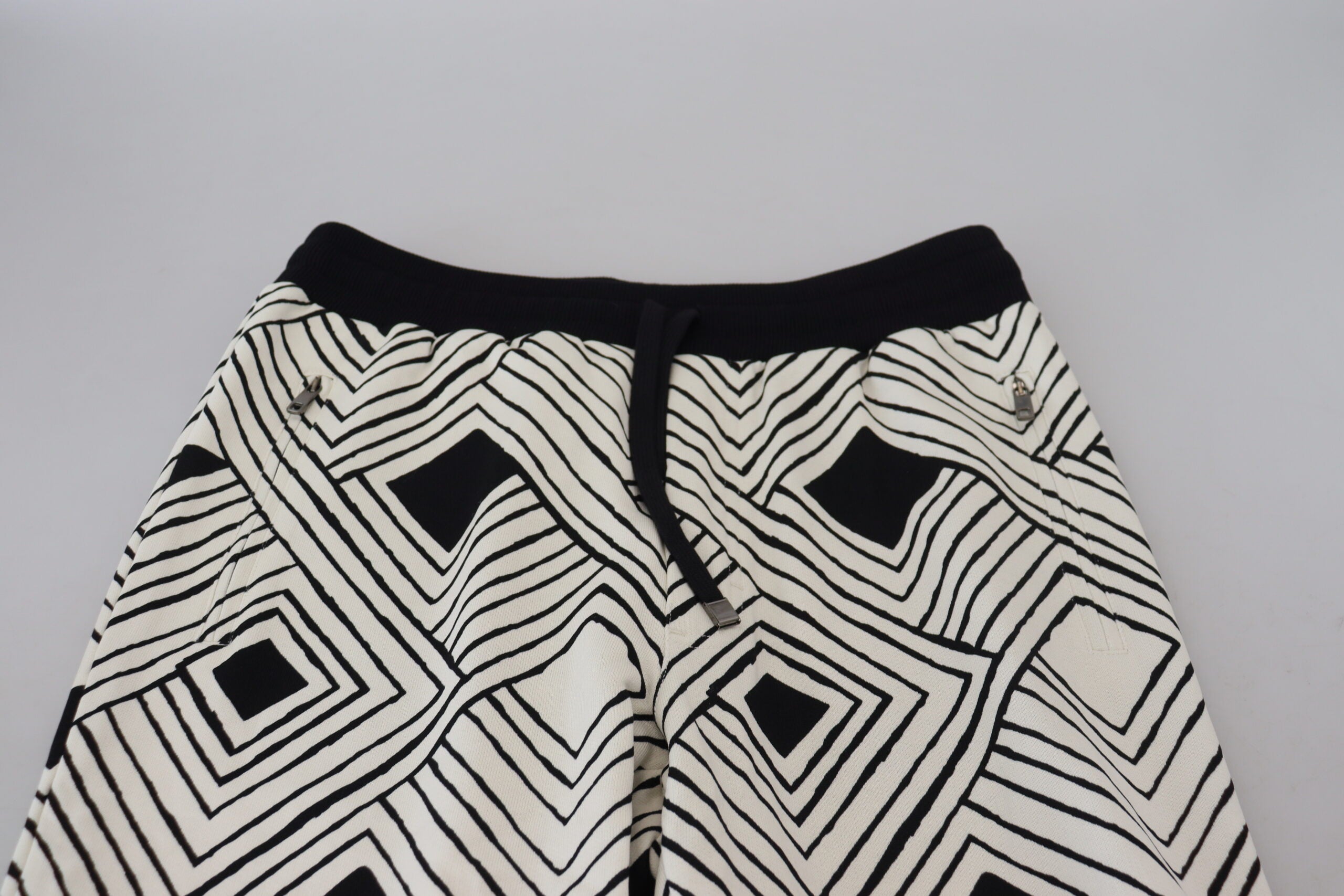 Black White Cotton Trousers Sport Pants - ventzia