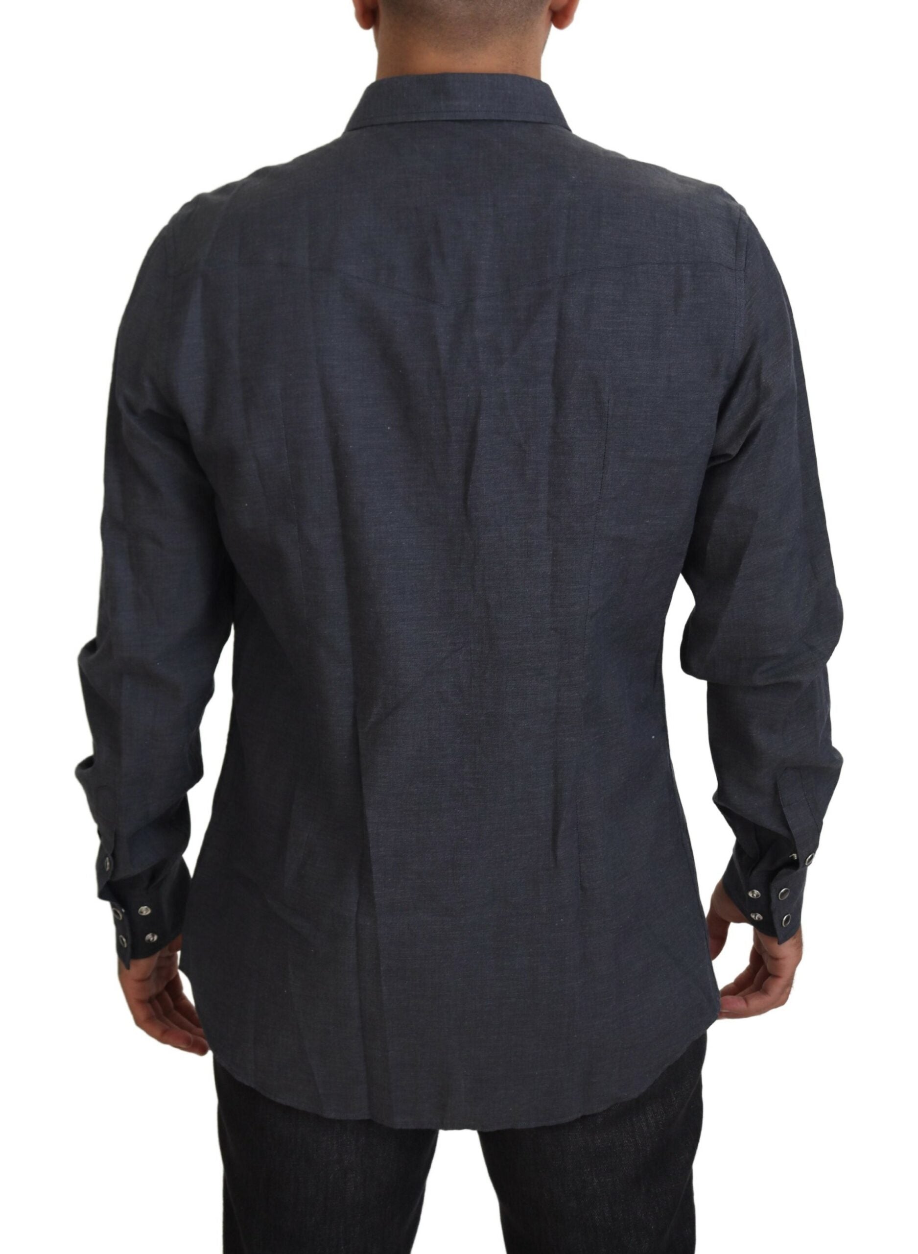 Blue Cotton Denim Crystal Bee Shirt - ventzia