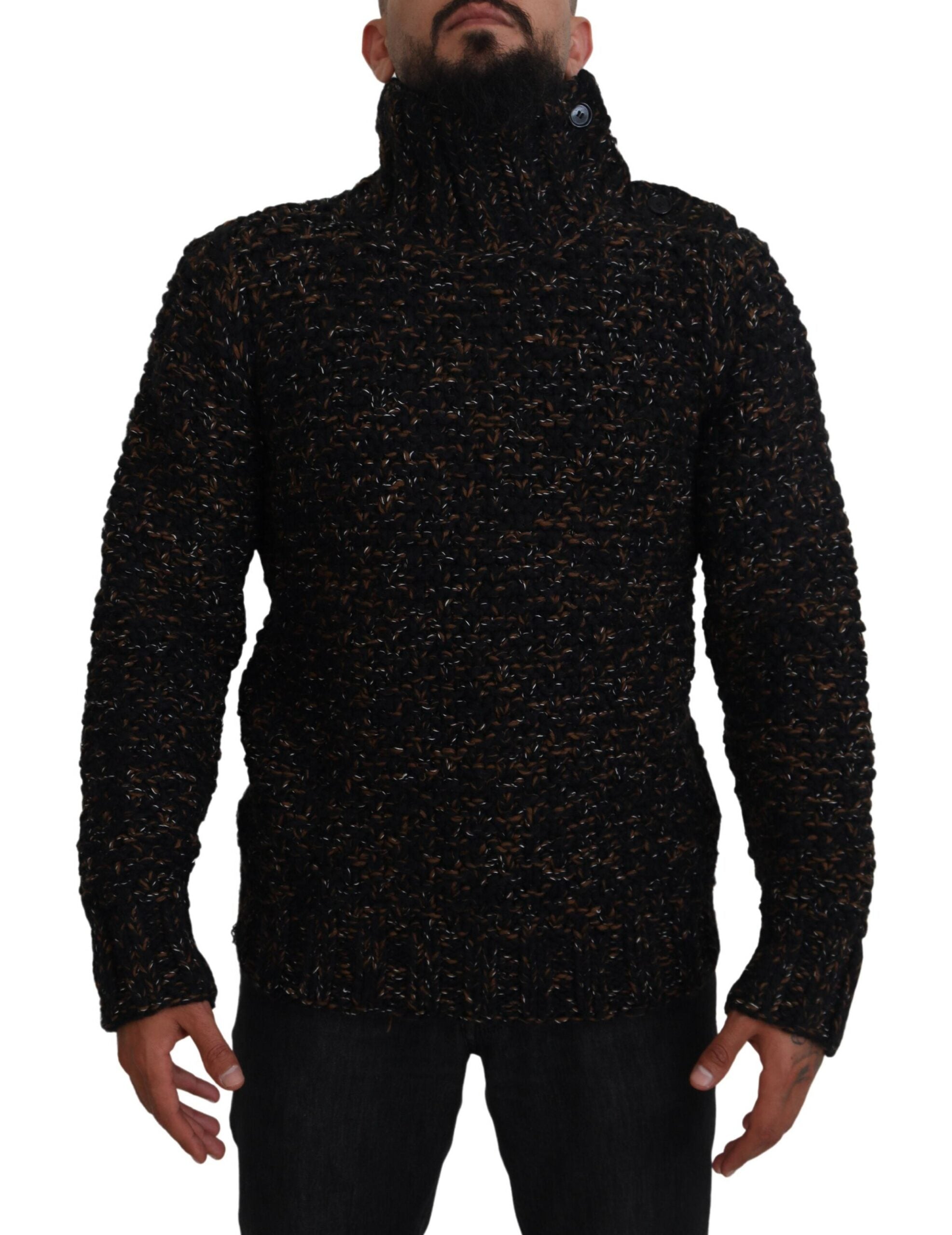 Brown Fatto A Mano Turtleneck Pullover Sweater - ventzia