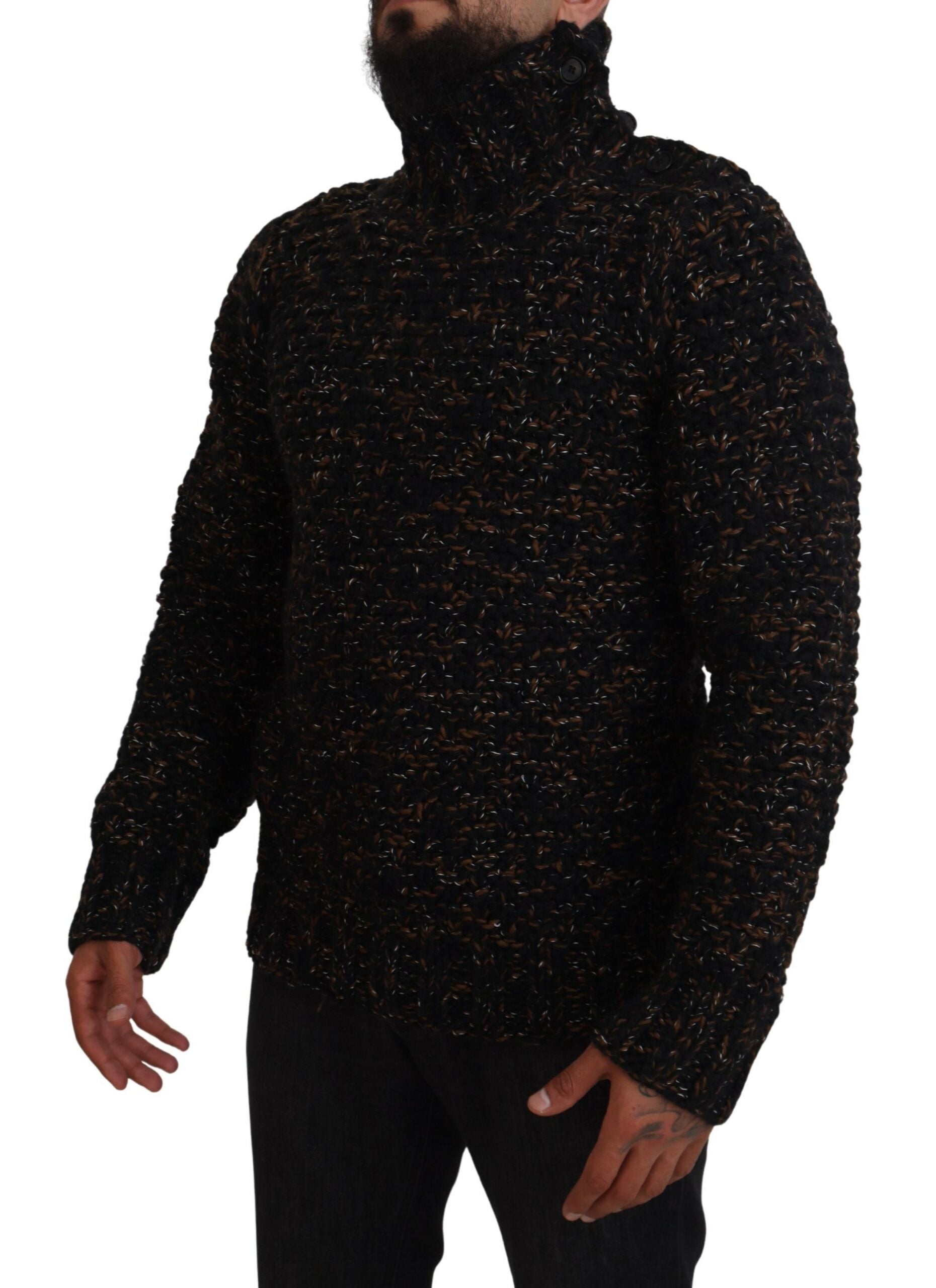 Brown Fatto A Mano Turtleneck Pullover Sweater - ventzia