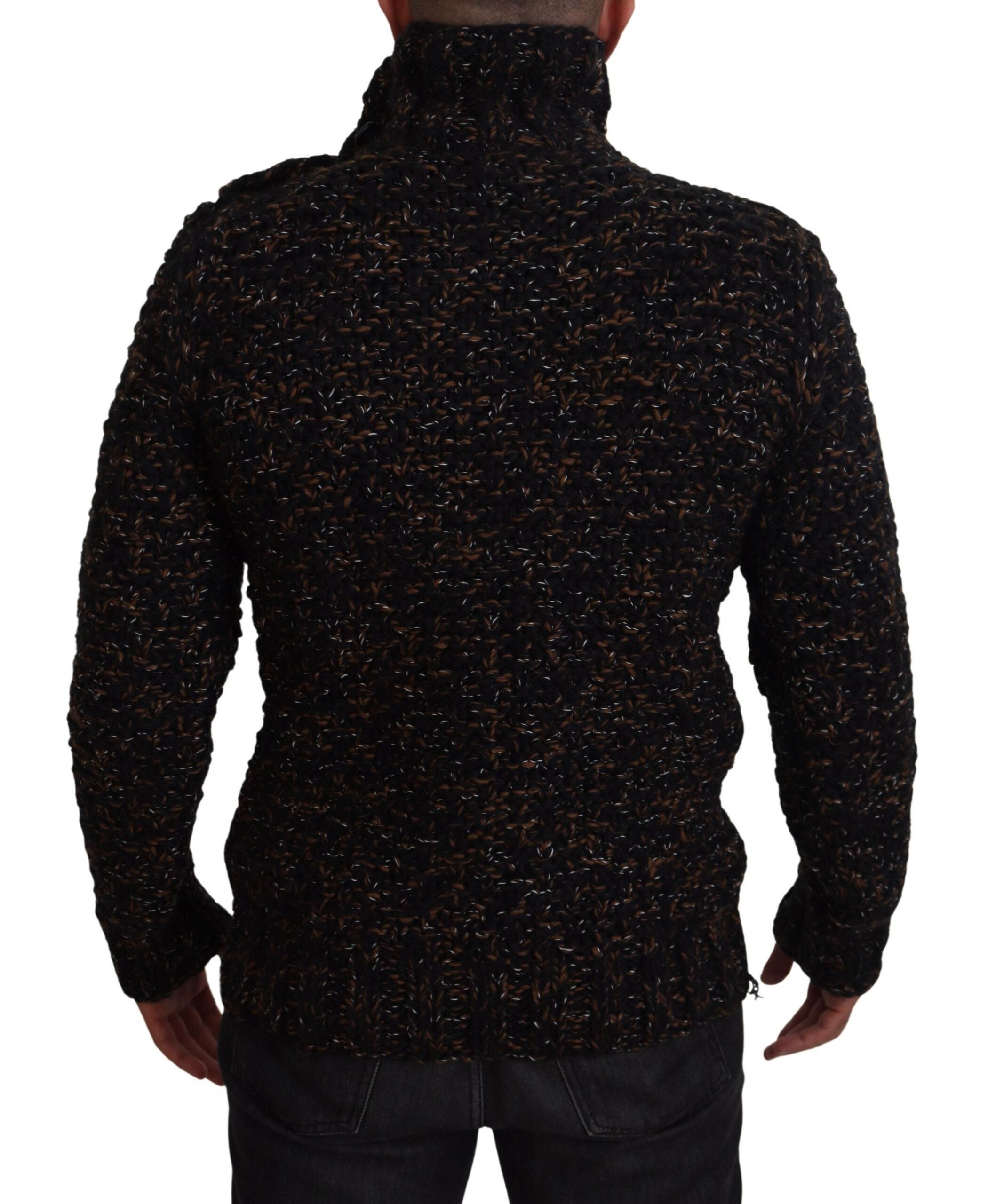 Brown Fatto A Mano Turtleneck Pullover Sweater - ventzia