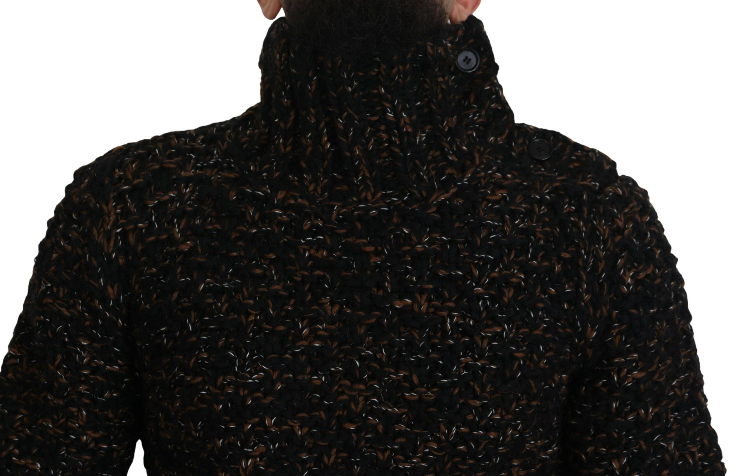 Brown Fatto A Mano Turtleneck Pullover Sweater - ventzia