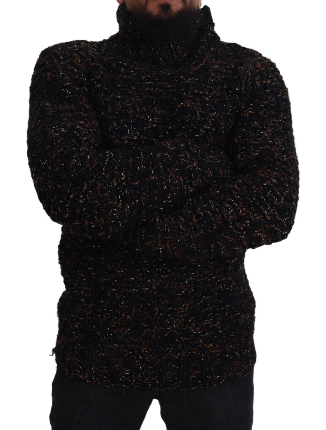Brown Fatto A Mano Turtleneck Pullover Sweater - ventzia