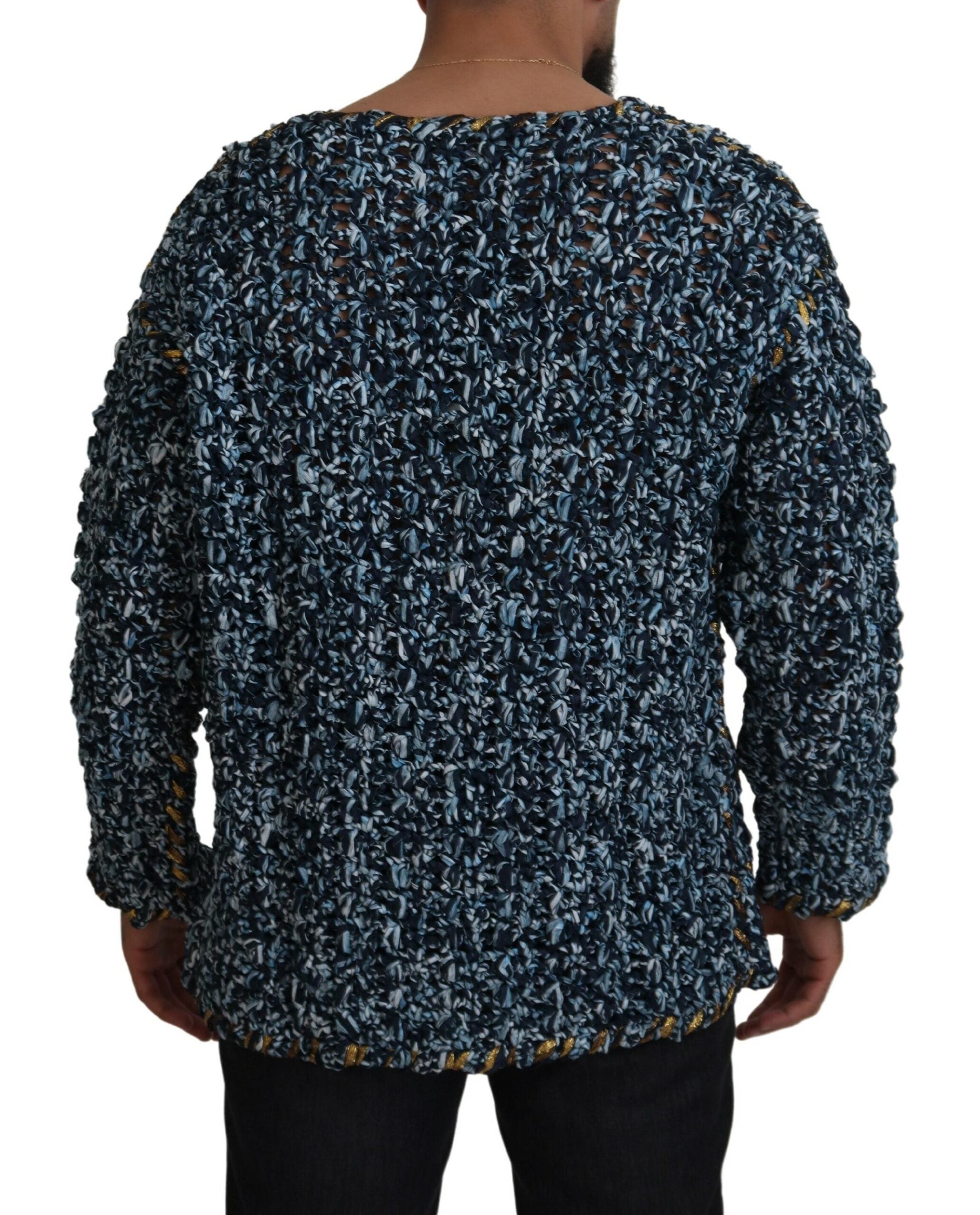 Blue Button Cardigan Fatto A Mano Sweater - ventzia