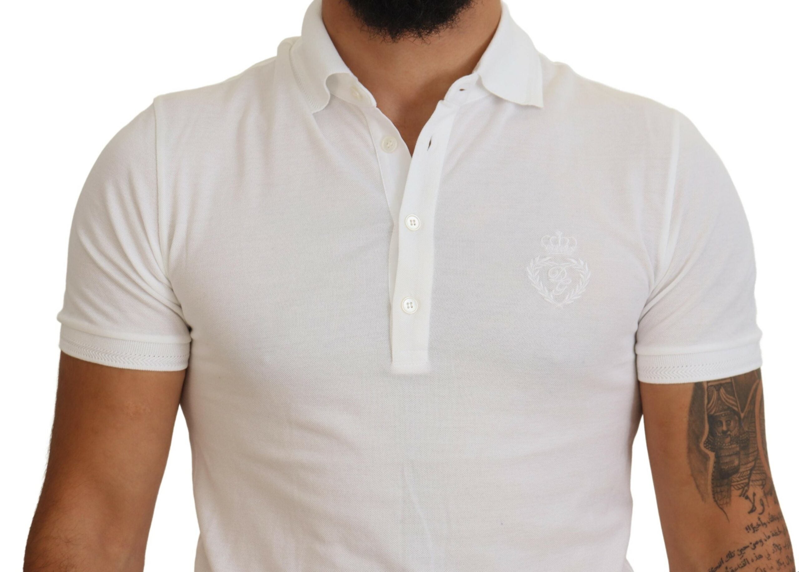 White Cotton Logo Short Sleeve Polo T-shirt - ventzia