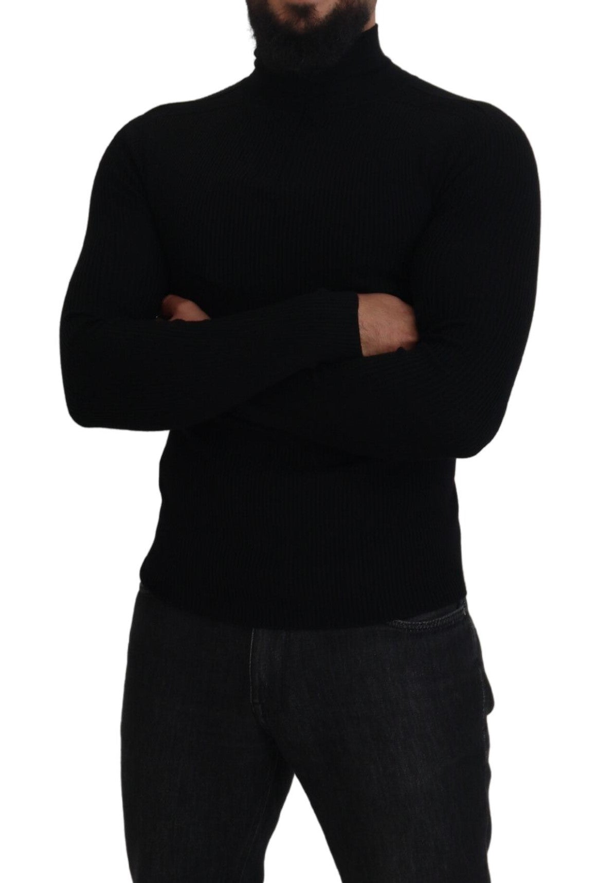 Black Half Zip Turtleneck Pullover Sweater - ventzia