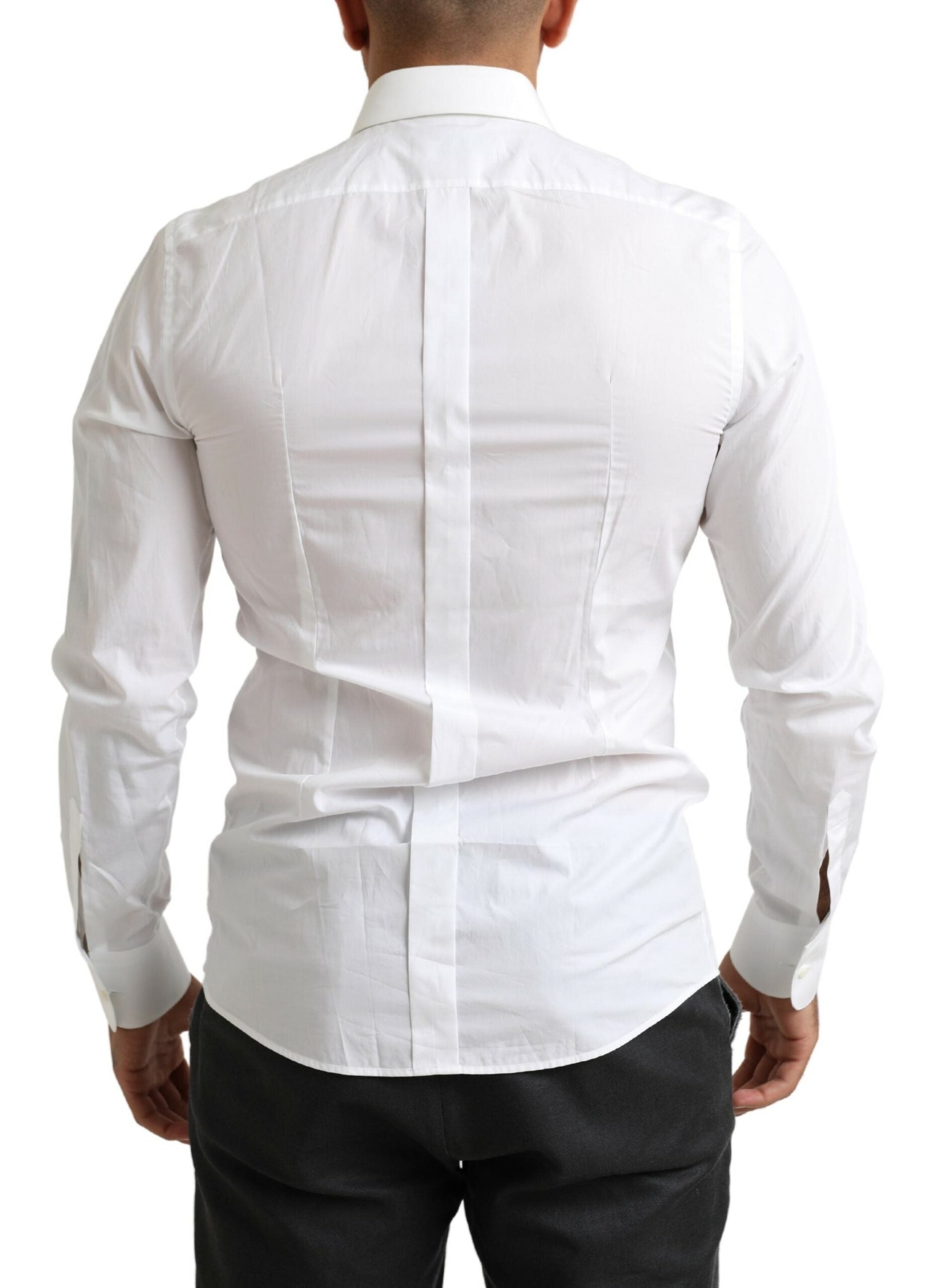 White Tuxedo Slim Fit Baroque Shirt - ventzia
