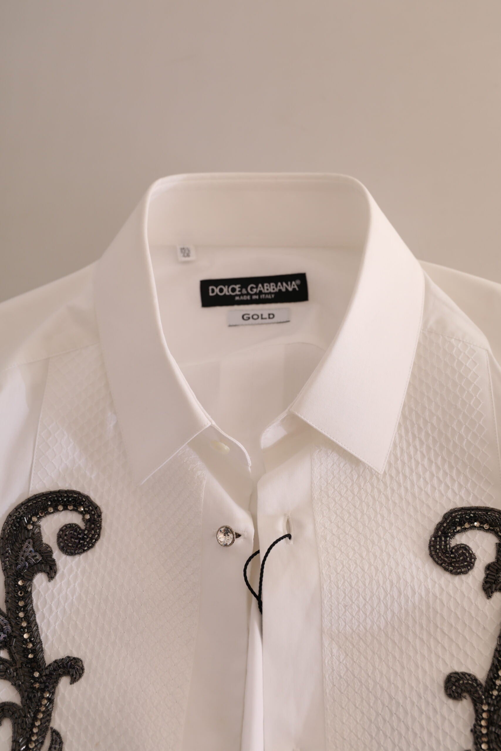 White Tuxedo Slim Fit Baroque Shirt - ventzia