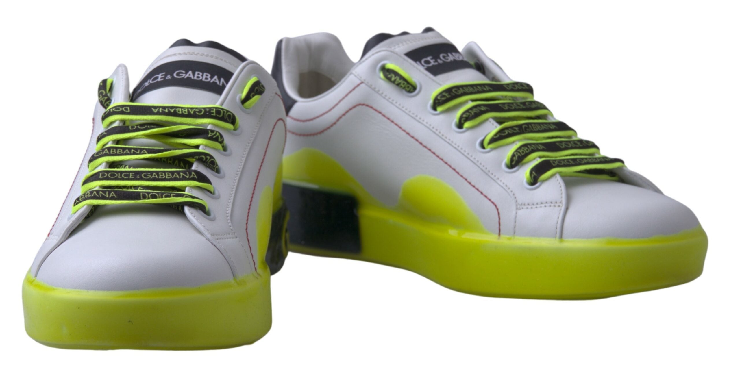 White Yellow Portofino Leather Sneakers Shoes - ventzia