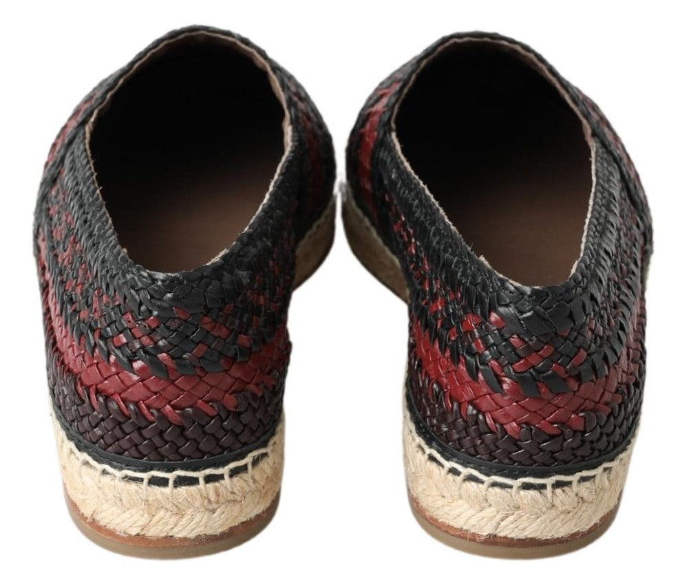 Black Bordeaux Buffalo Leather Espadrille Shoes - ventzia