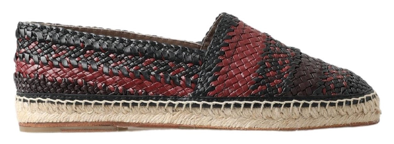 Black Bordeaux Buffalo Leather Espadrille Shoes - ventzia
