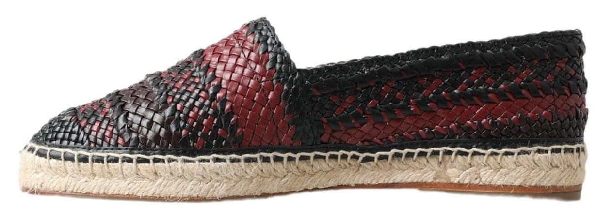 Black Bordeaux Buffalo Leather Espadrille Shoes - ventzia