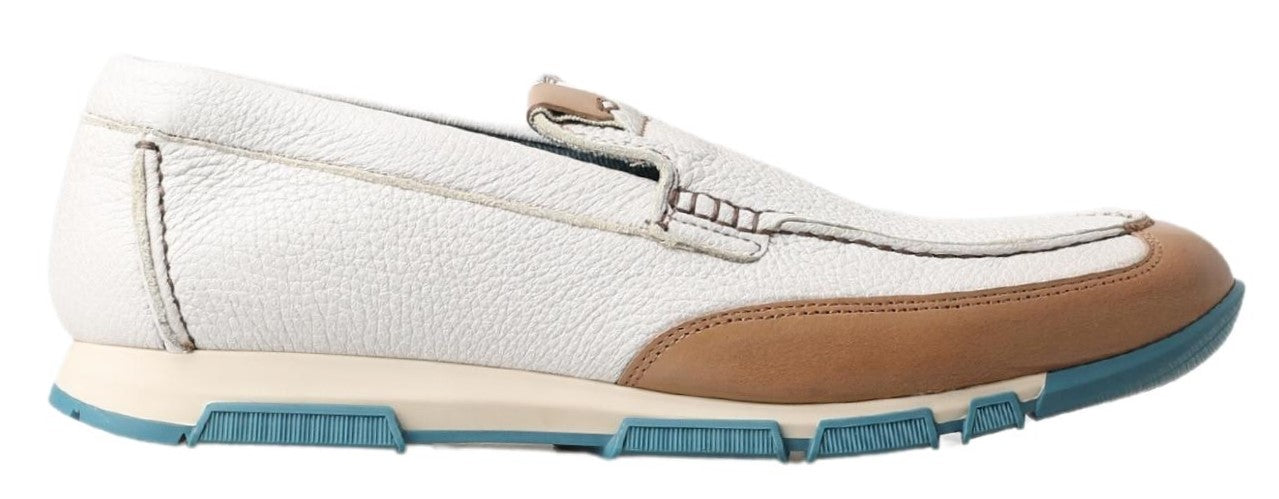 White Leather Loafers Moccasins Shoes - ventzia
