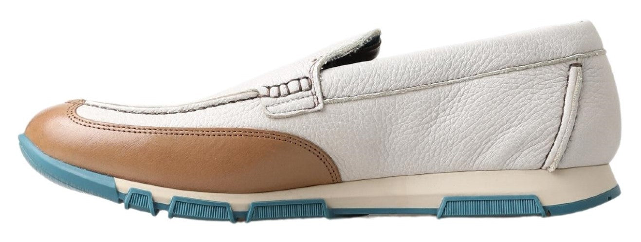 White Leather Loafers Moccasins Shoes - ventzia