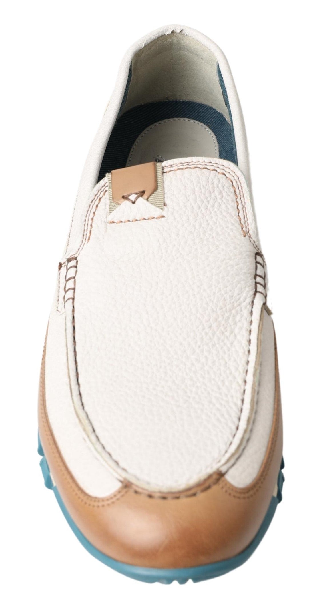 White Leather Loafers Moccasins Shoes - ventzia