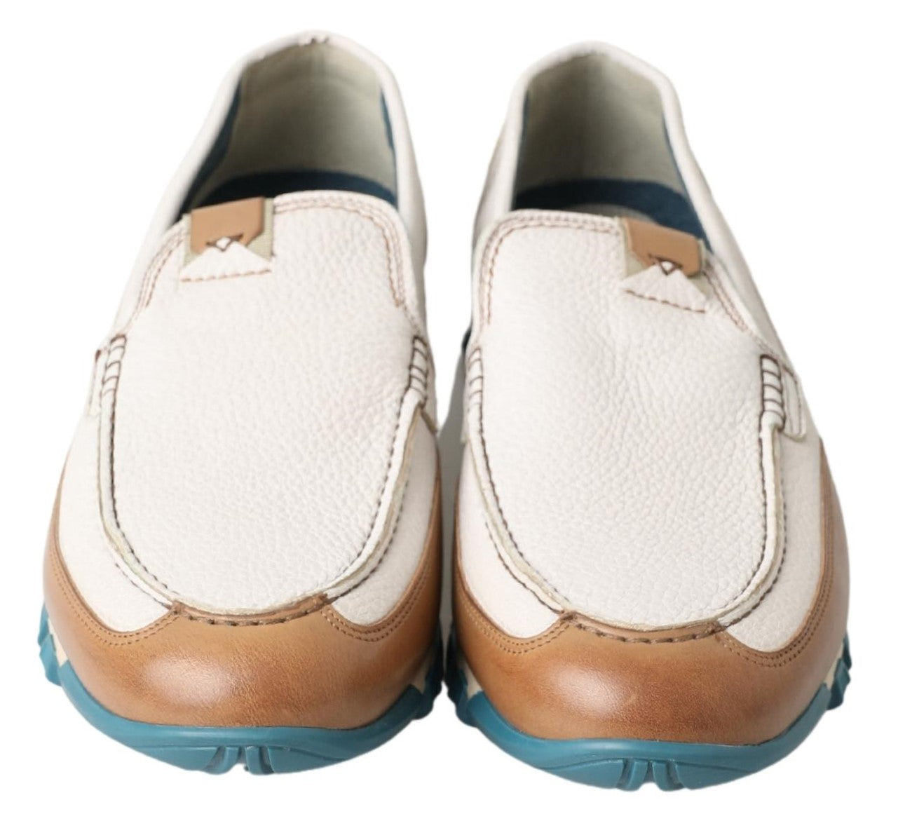 White Leather Loafers Moccasins Shoes - ventzia