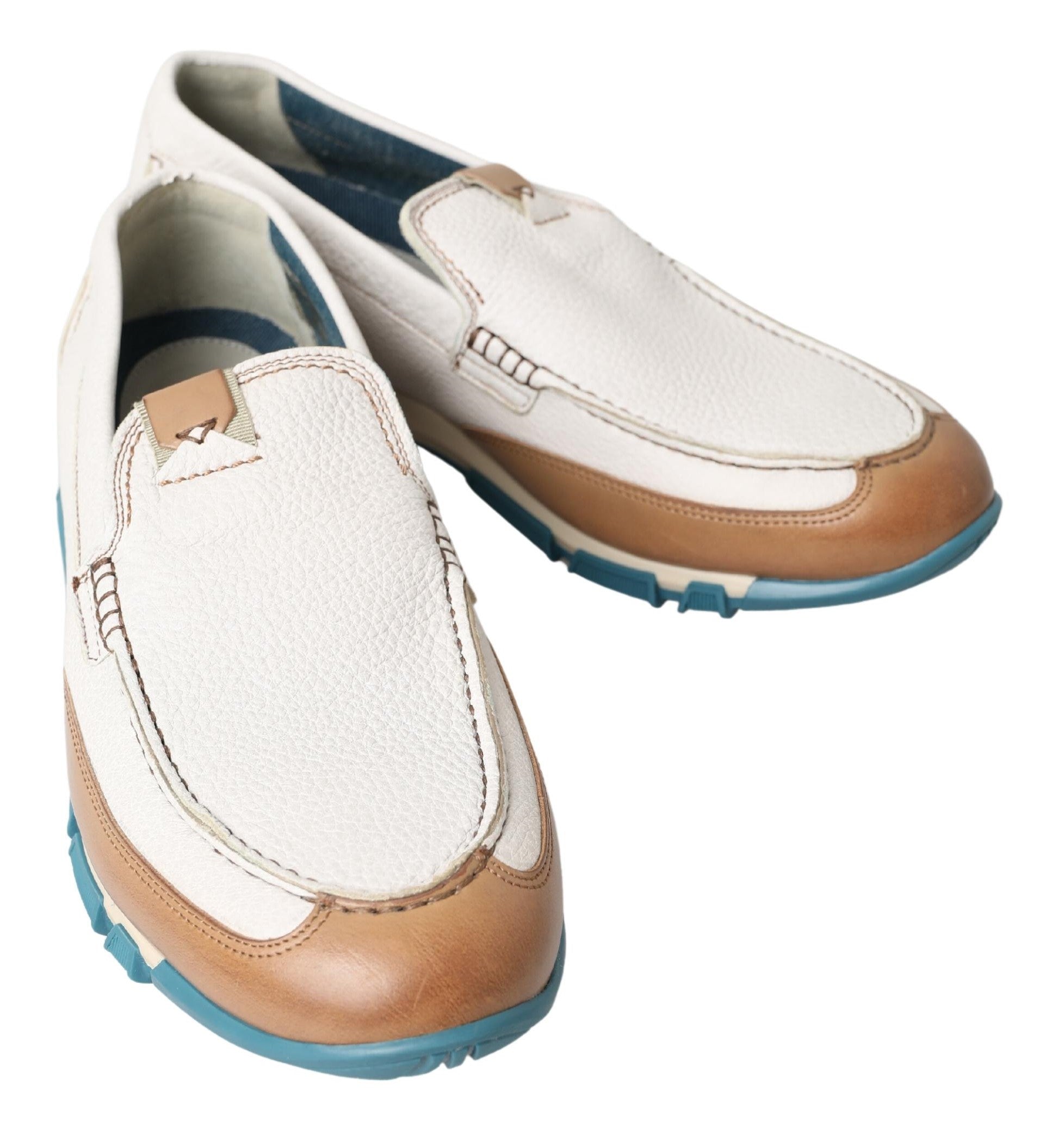 White Leather Loafers Moccasins Shoes - ventzia