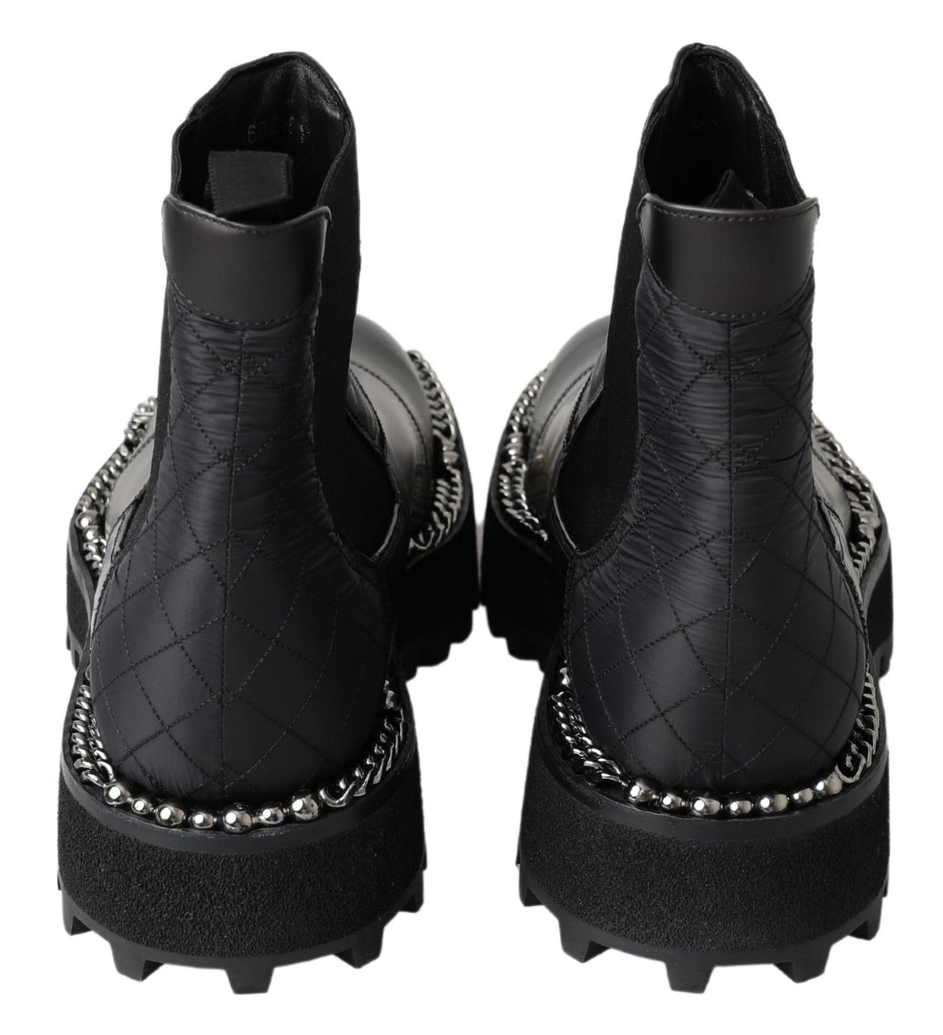 Black Leather Slip on Stretch Boots - ventzia