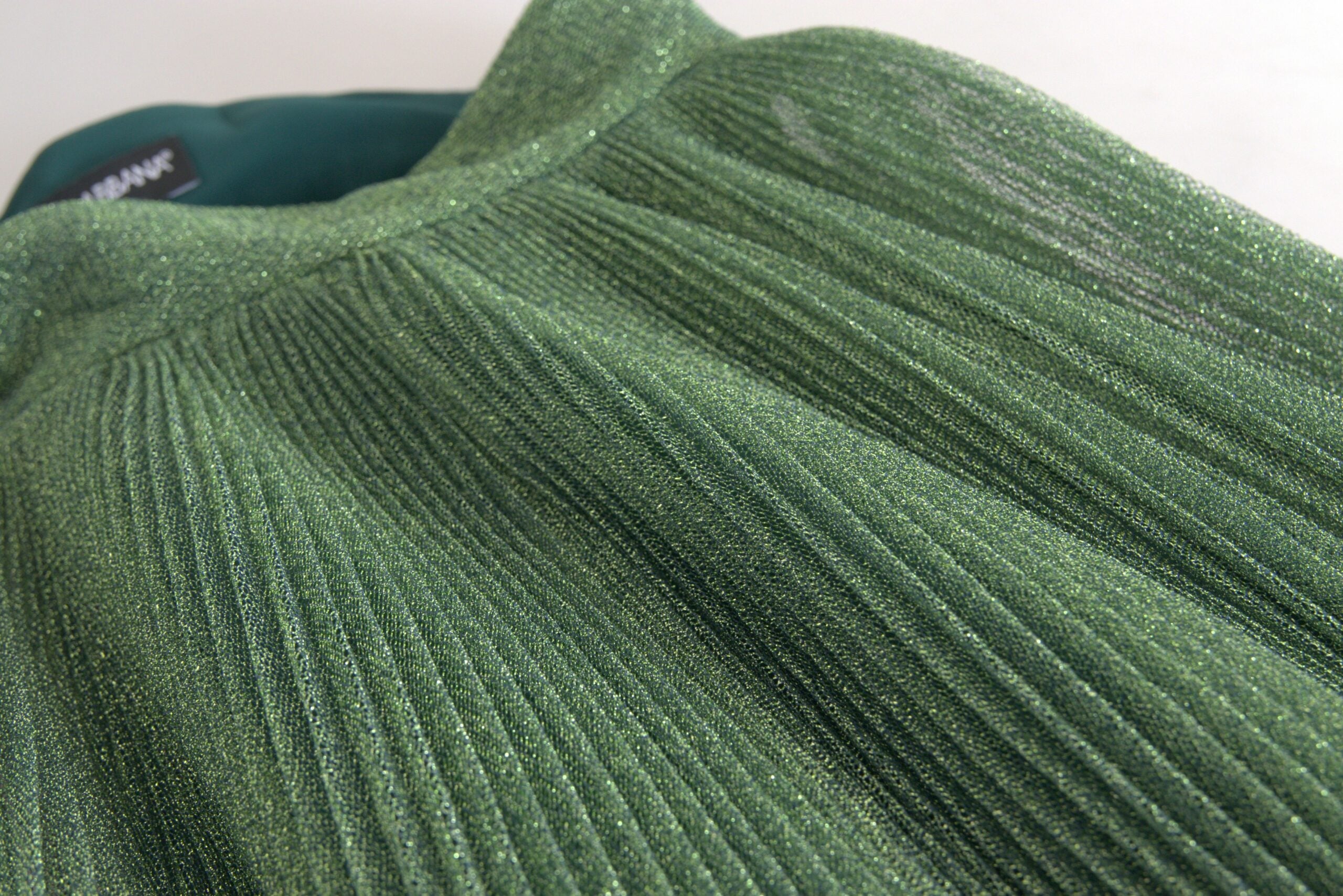 Metallic Green High Waist A-line Pleated Skirt - ventzia