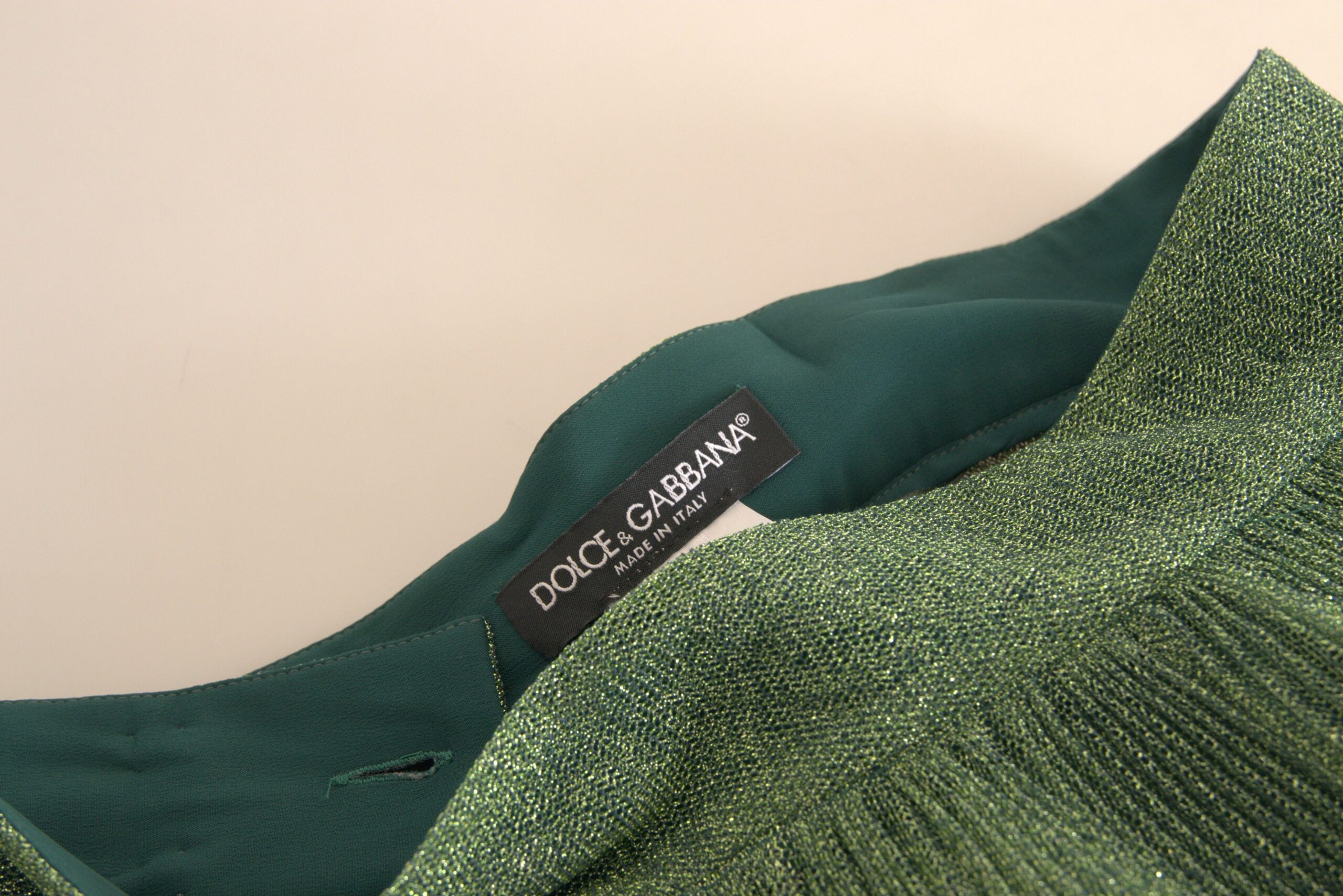 Metallic Green High Waist A-line Pleated Skirt - ventzia