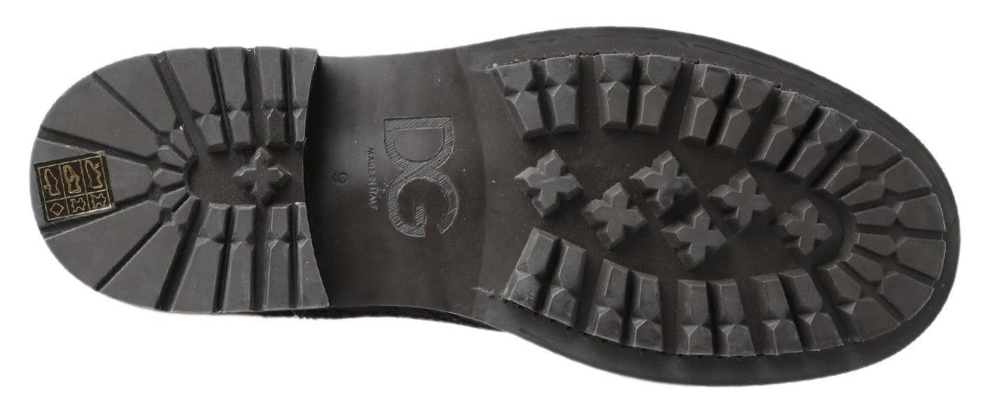 Black Gray Leather Ankle Boots - ventzia