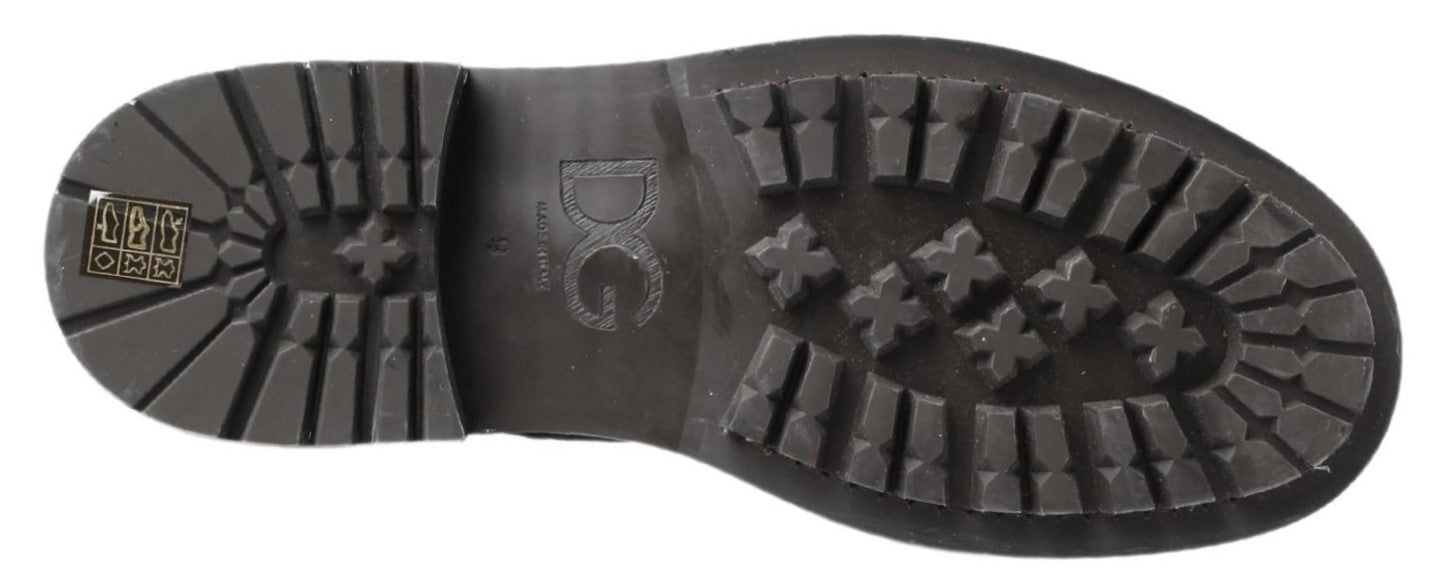 Black Gray Leather Mid Calf Boots Shoes - ventzia