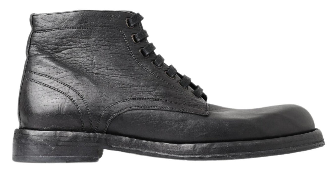 Black Horse Leather Perugino Boots - ventzia