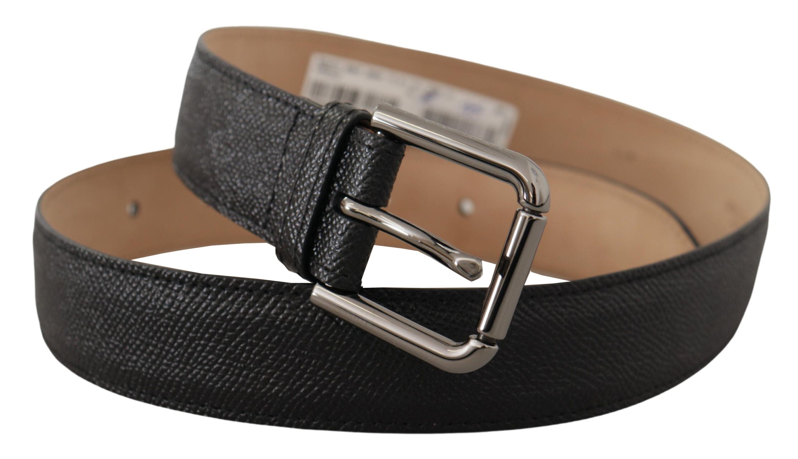 Black Calf Leather Brown Backend Belt - ventzia