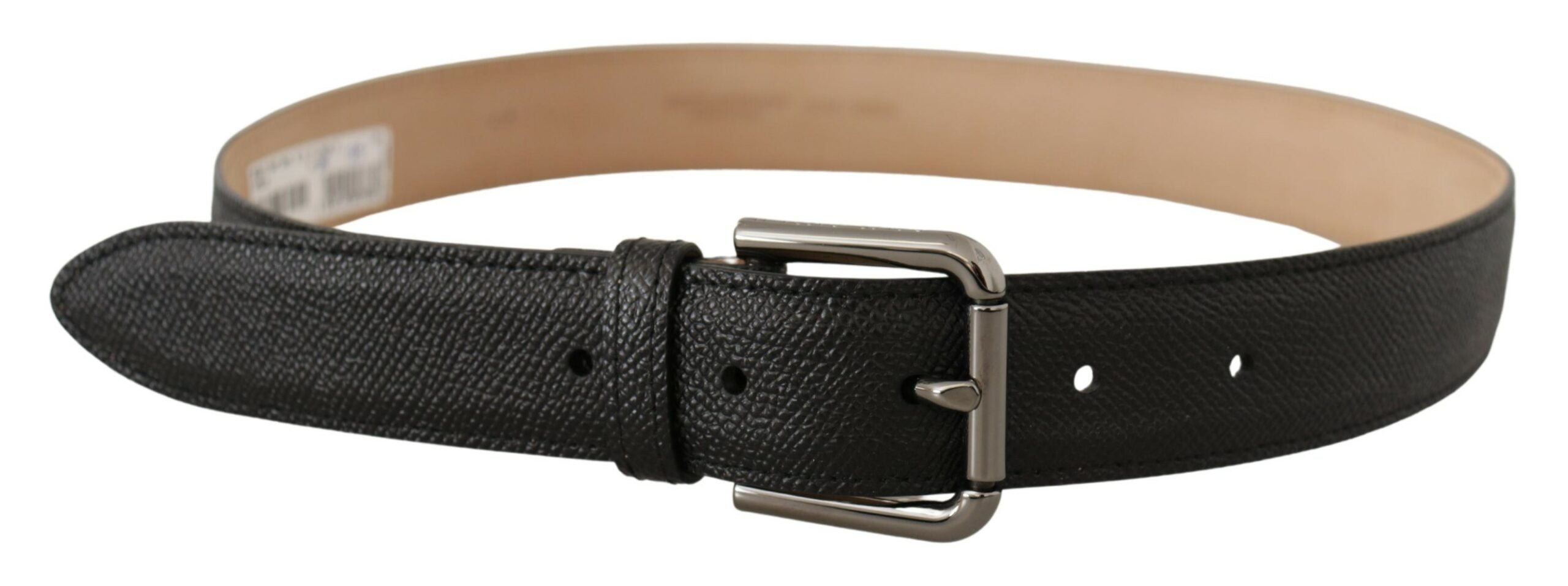 Black Calf Leather Brown Backend Belt - ventzia
