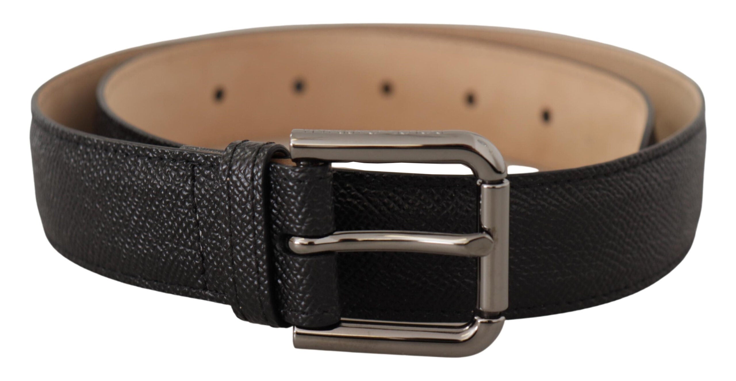Black Calf Leather Brown Backend Belt - ventzia