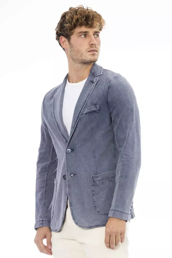 Blue Cotton Mens Blazer - ventzia