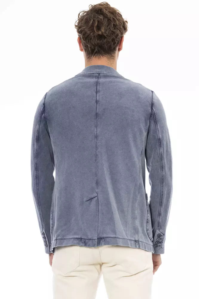 Blue Cotton Mens Blazer - ventzia