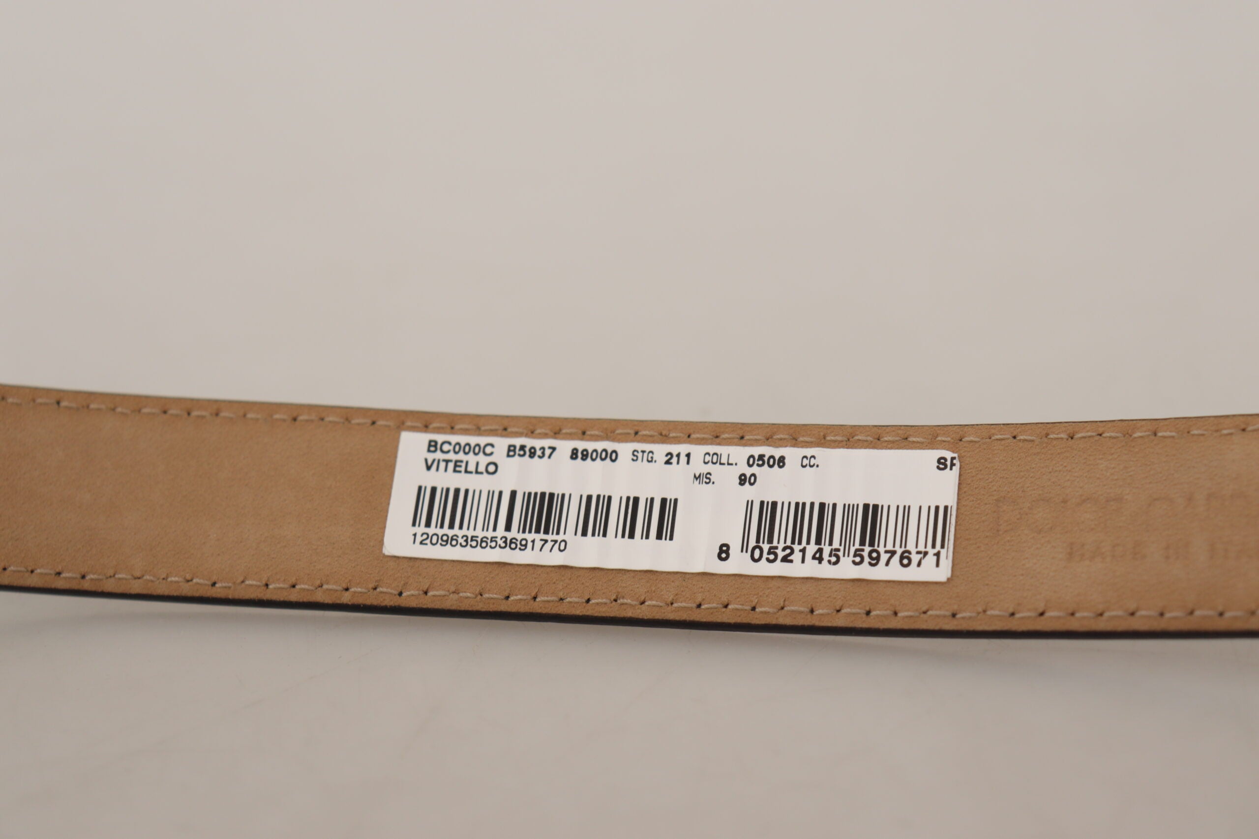 Black Calf Leather Logo Engraved Metal Buckle Belt - ventzia