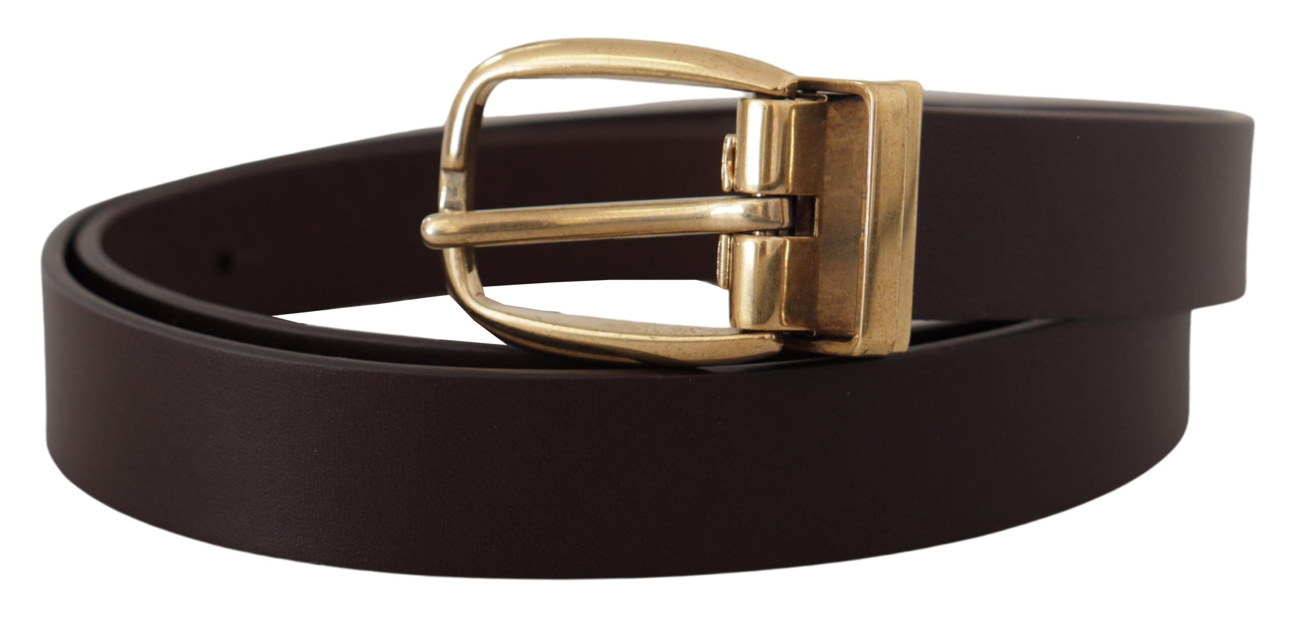 Dark Brown Calf Leather Gold Tone Metal Buckle - ventzia