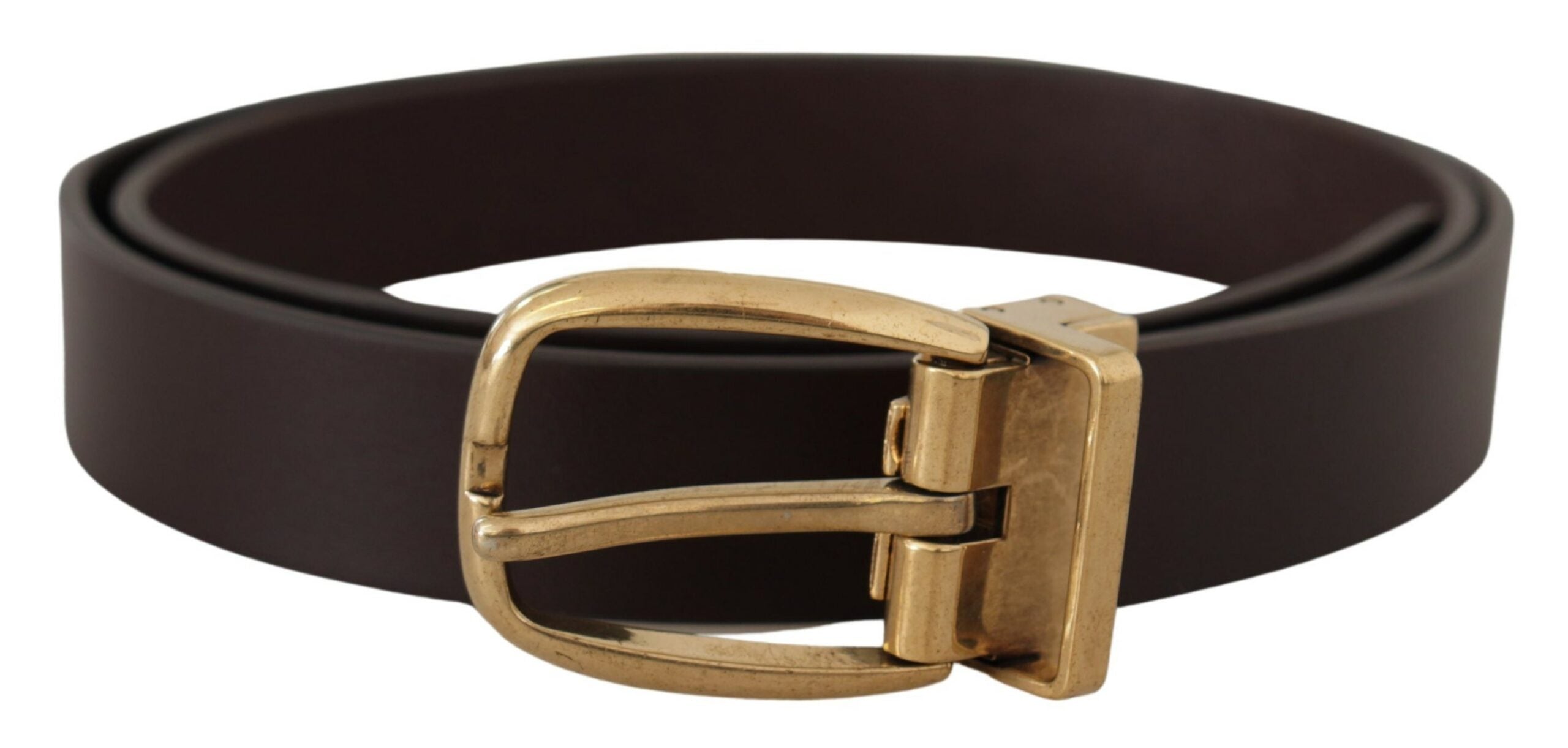 Dark Brown Calf Leather Gold Tone Metal Buckle - ventzia