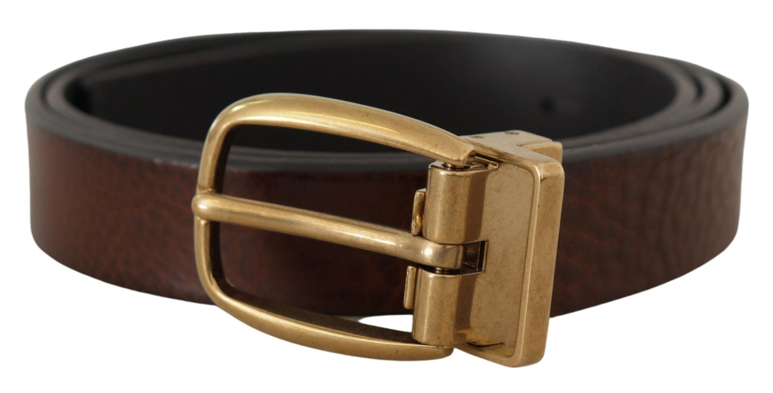 Brown Leather Classic Vintage Metal Buckle Belt - ventzia