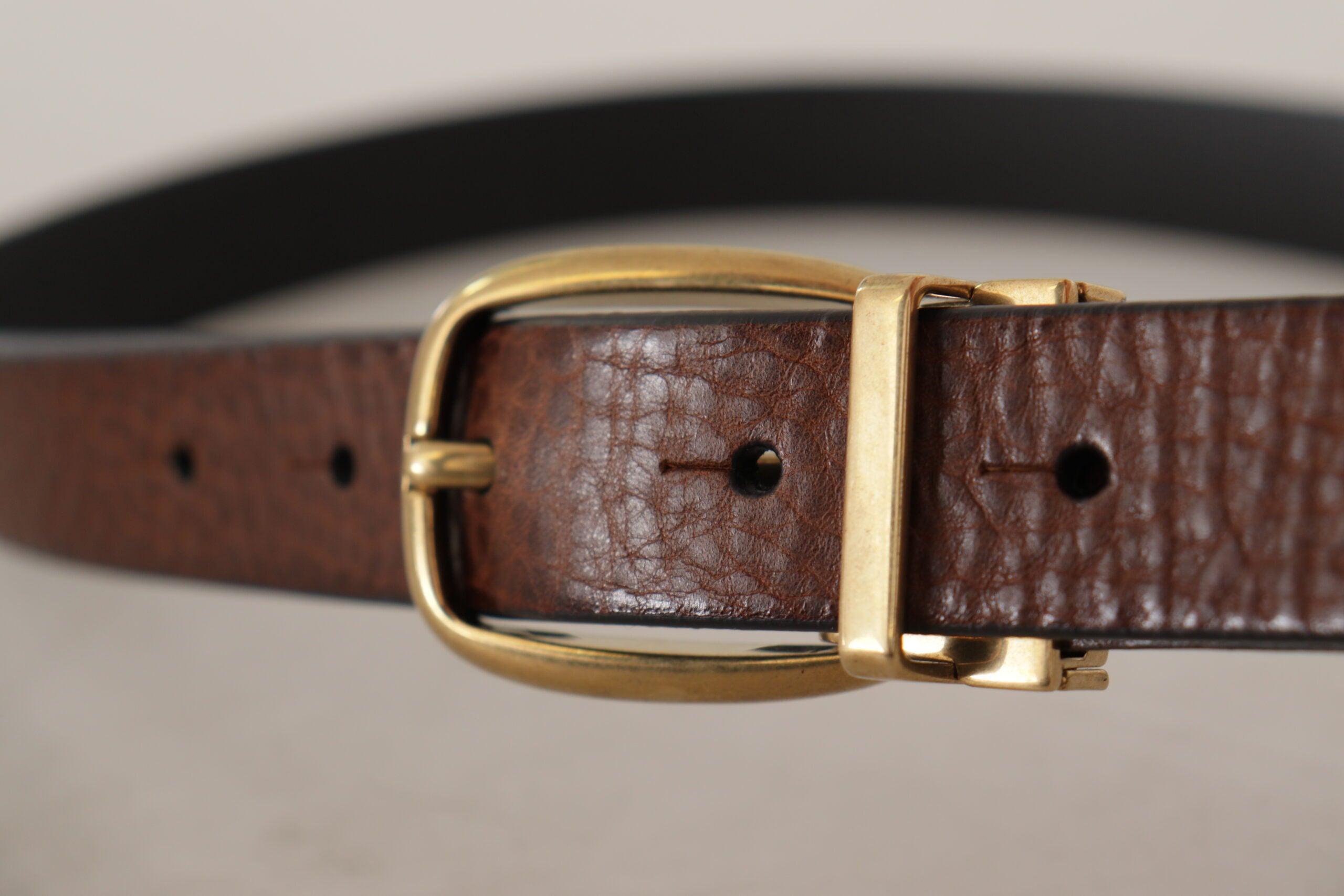 Brown Leather Classic Vintage Metal Buckle Belt - ventzia