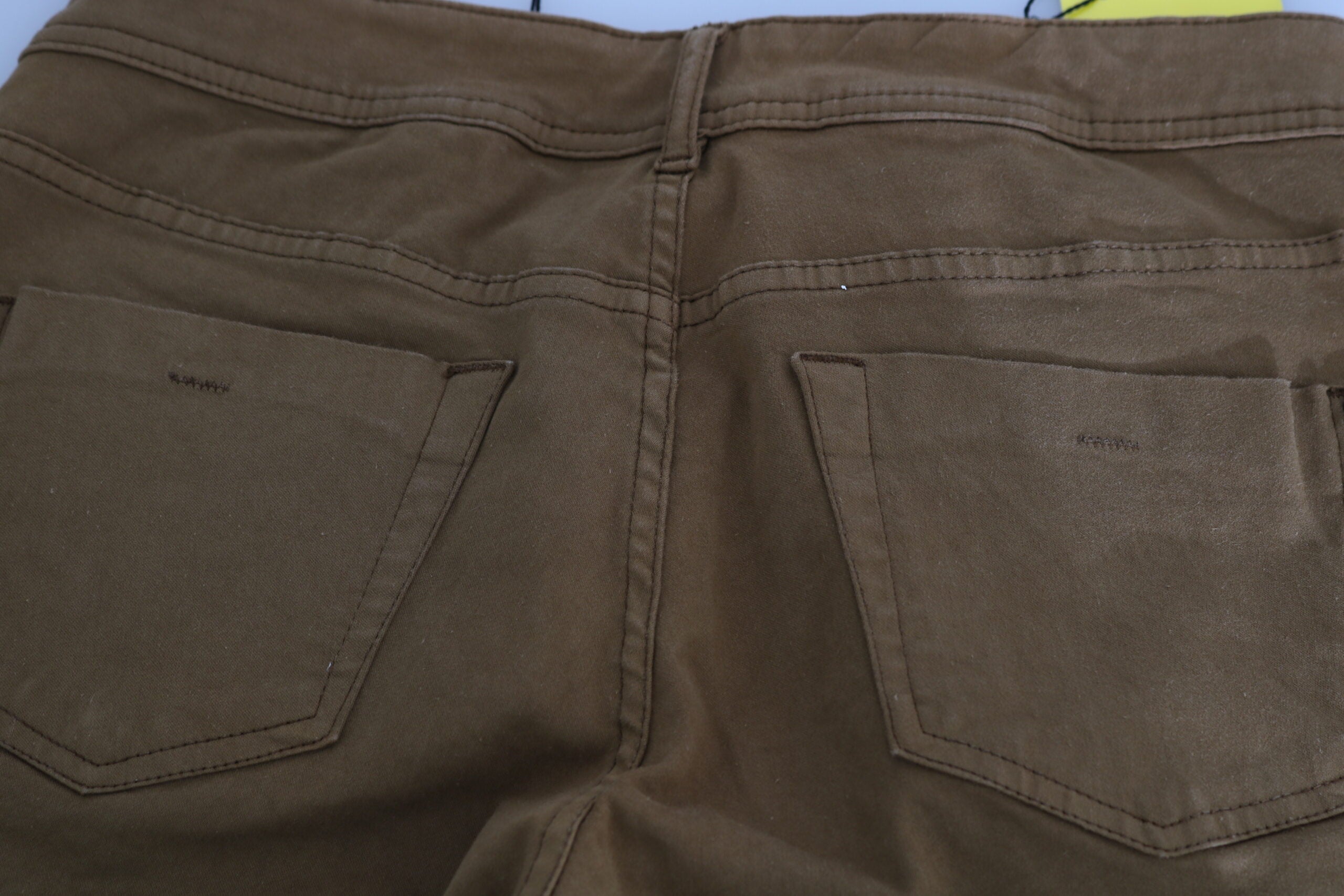 Brown Cotton Mid Waist Skinny Slim Fit Denim Jeans