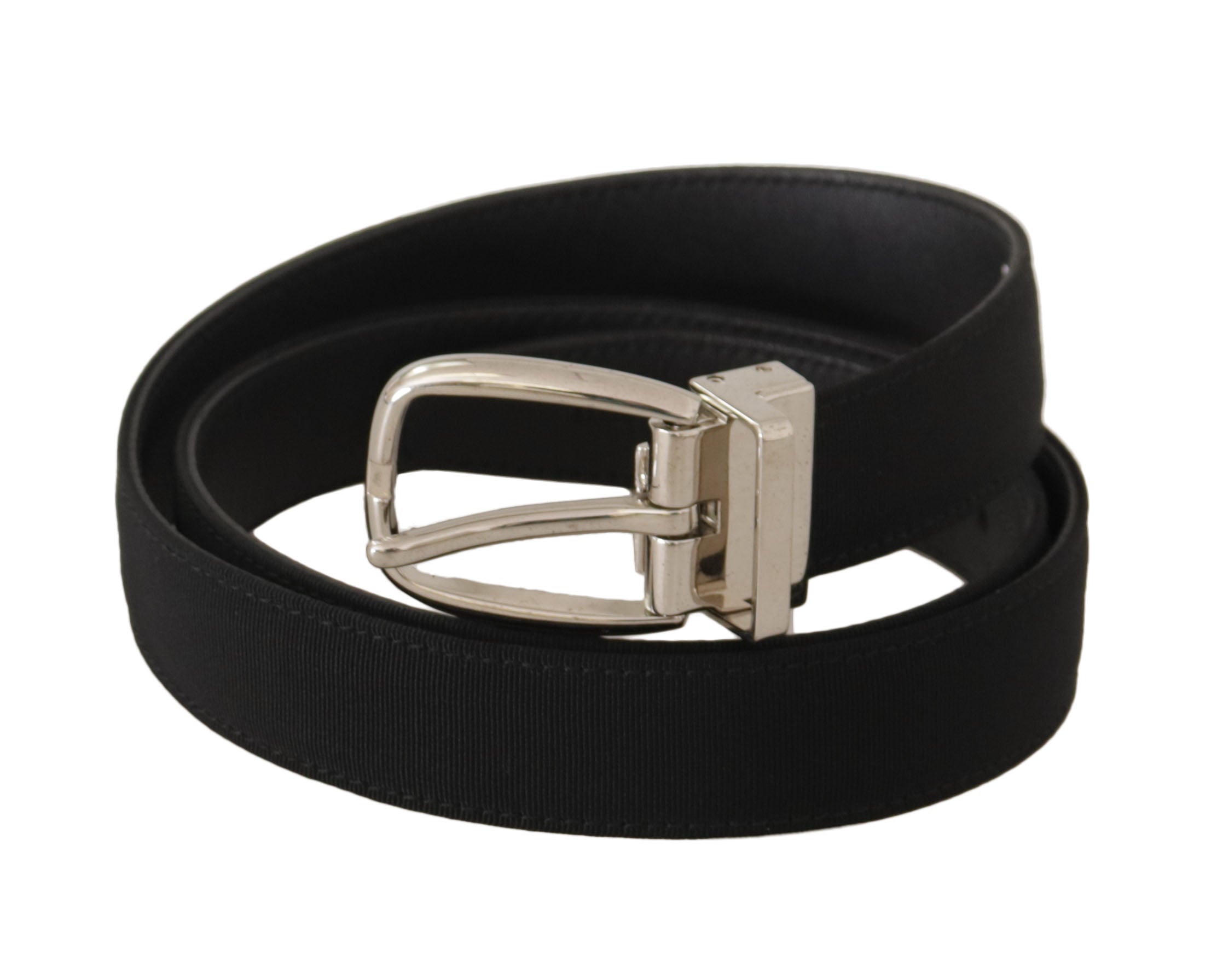 Belt Black Calf Leather Silver Tone Metal Buckle - ventzia