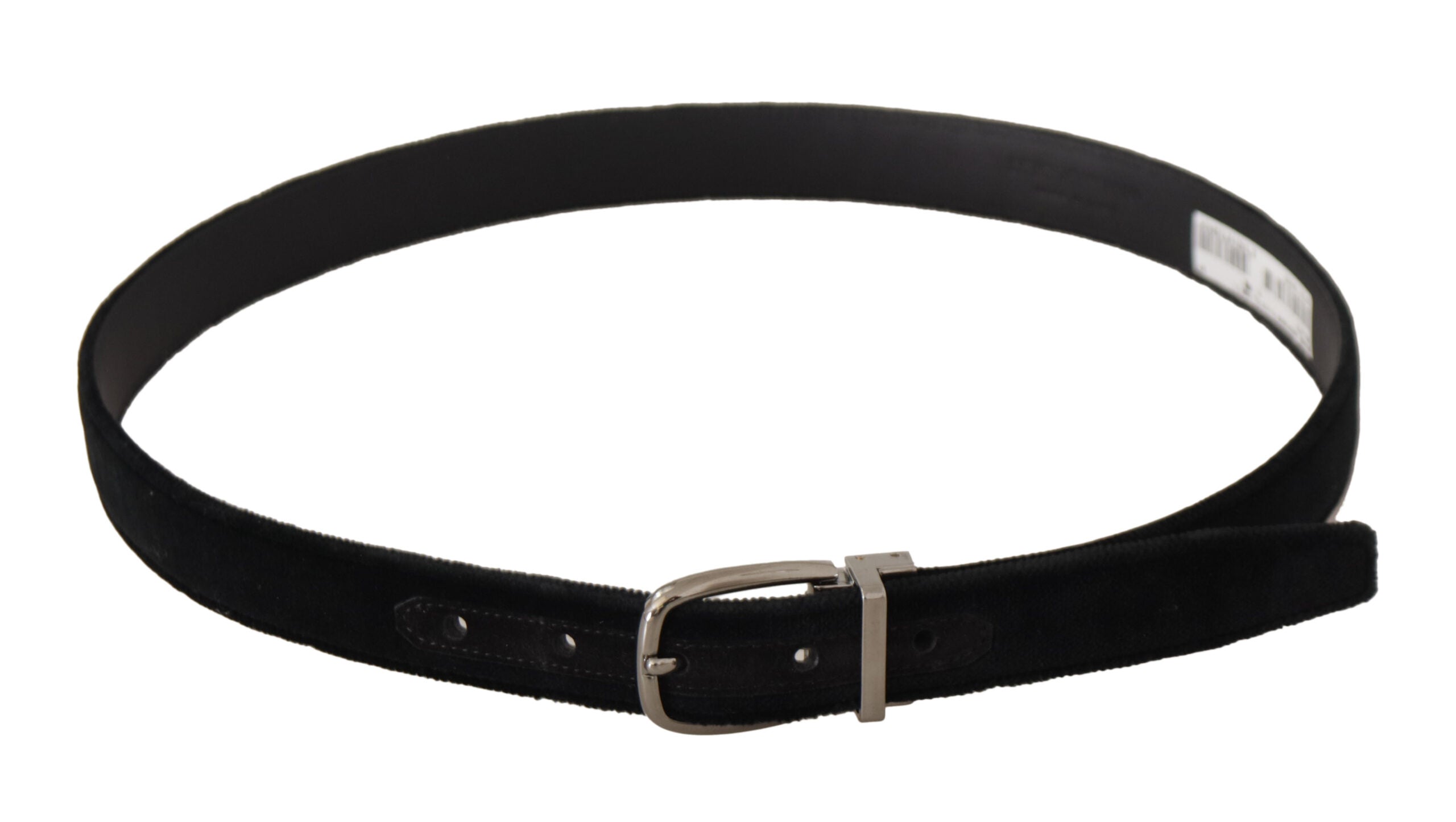 Black Classic Velvet Silver Tone Metal Buckle Belt - ventzia